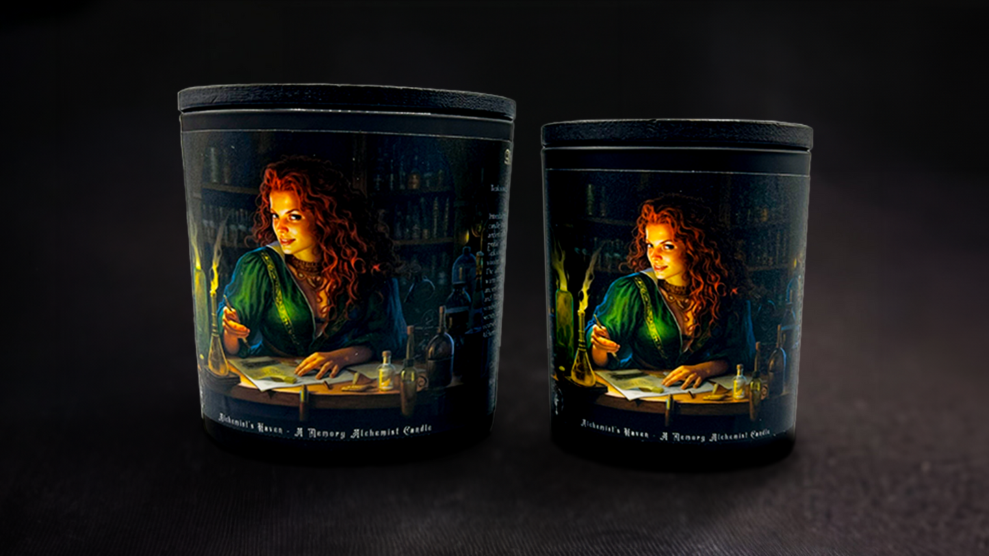 Alchemist’s Haven - Teakwood & Leather with a Hint of Dark Musk Scented - Coconut and Apricot Luxury Wax Blend Candle