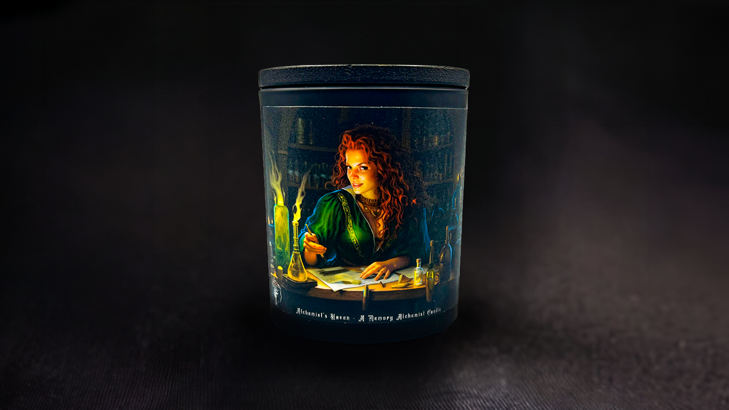 Alchemist’s Haven - Teakwood & Leather with a Hint of Dark Musk Scented - Coconut and Apricot Luxury Wax Blend Candle