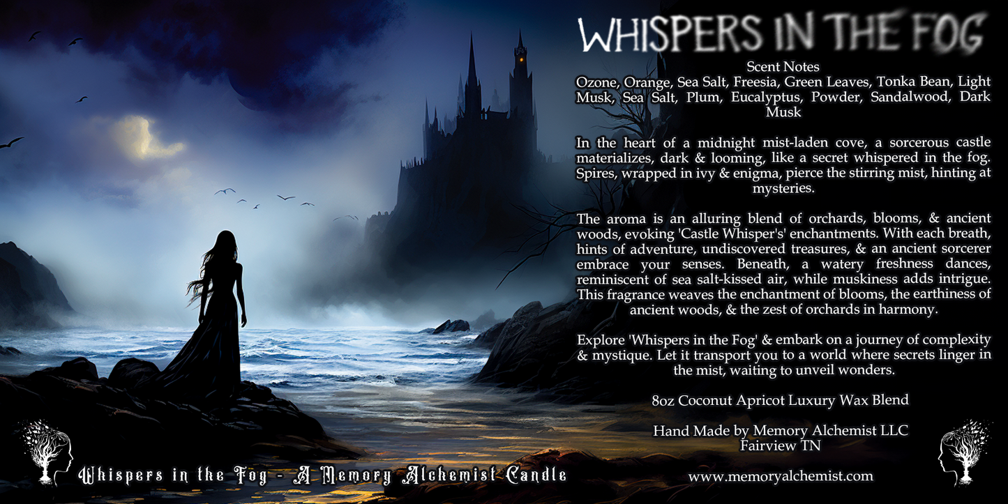 Whispers in the Fog - Earthy and Mystical with a Hint of Smoky Elegance Scented - Coconut and Apricot Luxury Wax Blend Candle