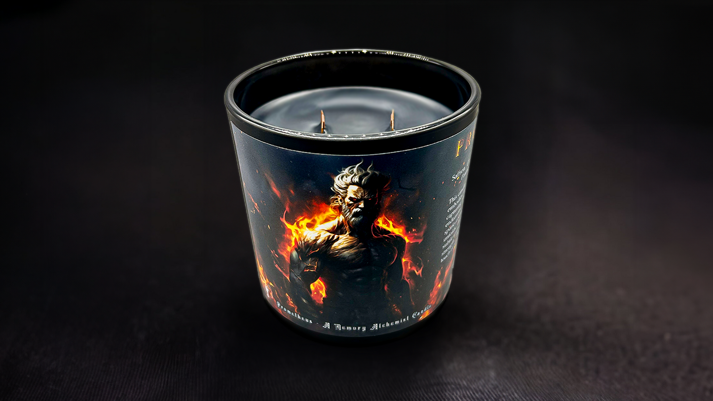 Prometheus - Spicy Clove and Smoky Sandalwood with a Hint of Amber scented - Coconut and Apricot Luxury Wax Blend Candle