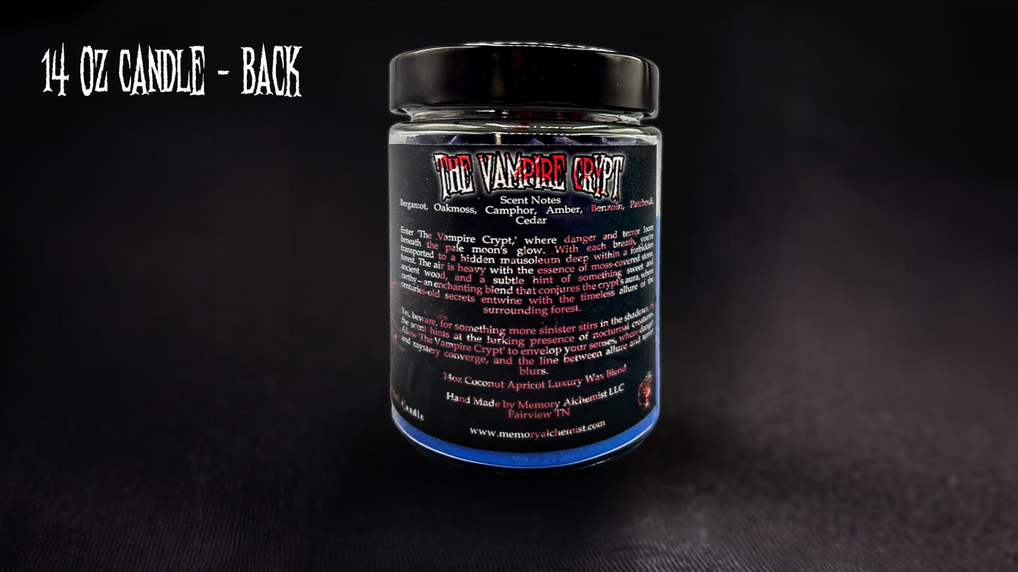 Vampire Crypt – Cool Earth and Aromatic Wood with a Hint of Mystic Spice Scented - Coconut and Apricot Luxury Wax Blend Candle