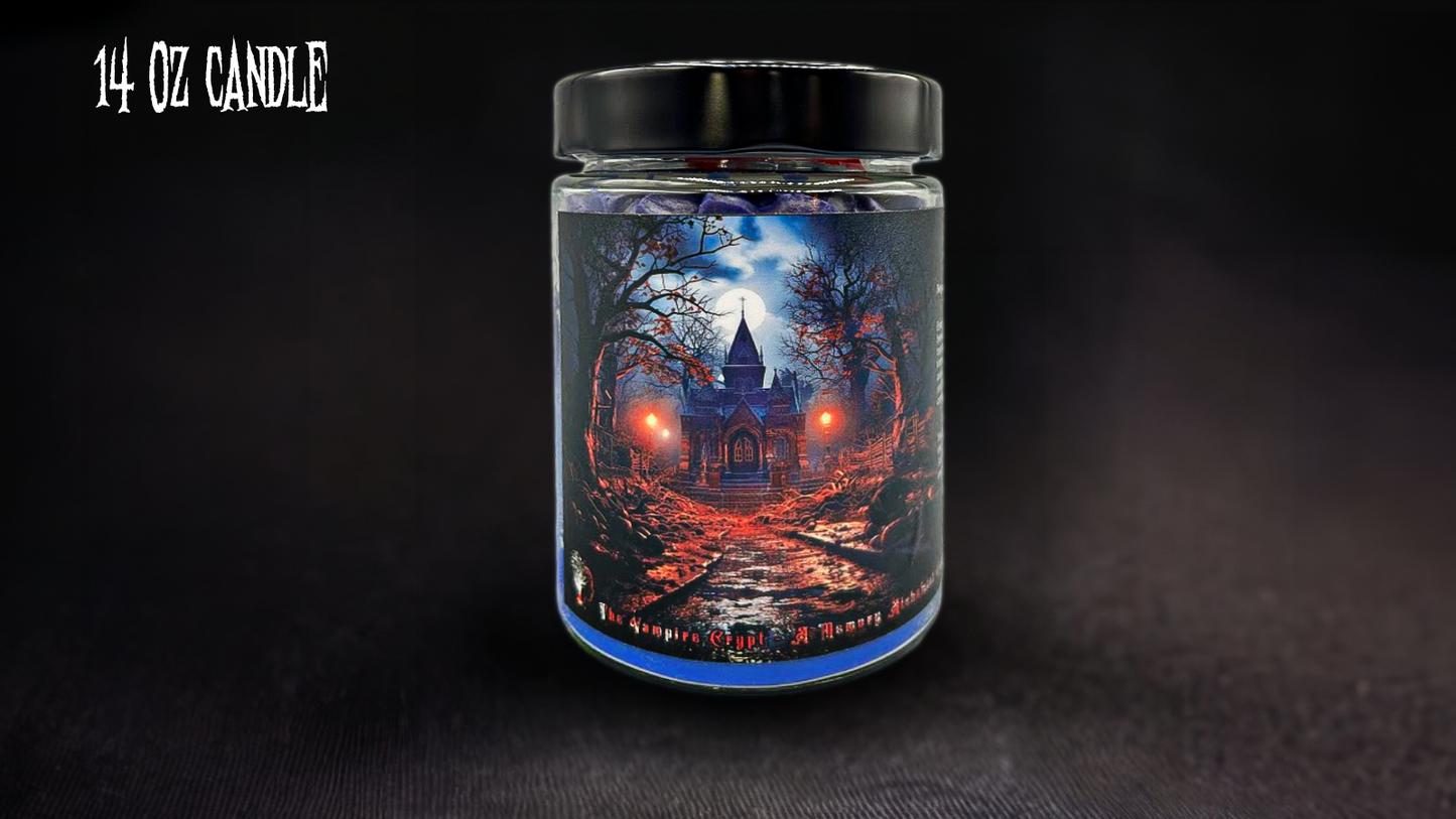 Vampire Crypt – Cool Earth and Aromatic Wood with a Hint of Mystic Spice Scented - Coconut and Apricot Luxury Wax Blend Candle