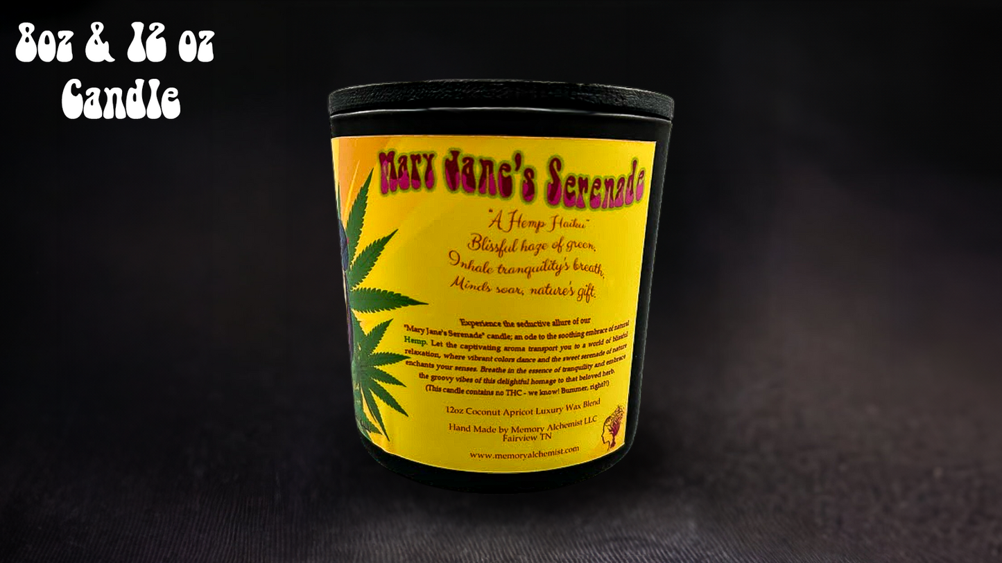 Mary Jane’s Serenade - Earthy & Herbaceous Hemp with a Hint of Floral Undertones Scented - Coconut and Apricot Luxury Wax Blend Candle