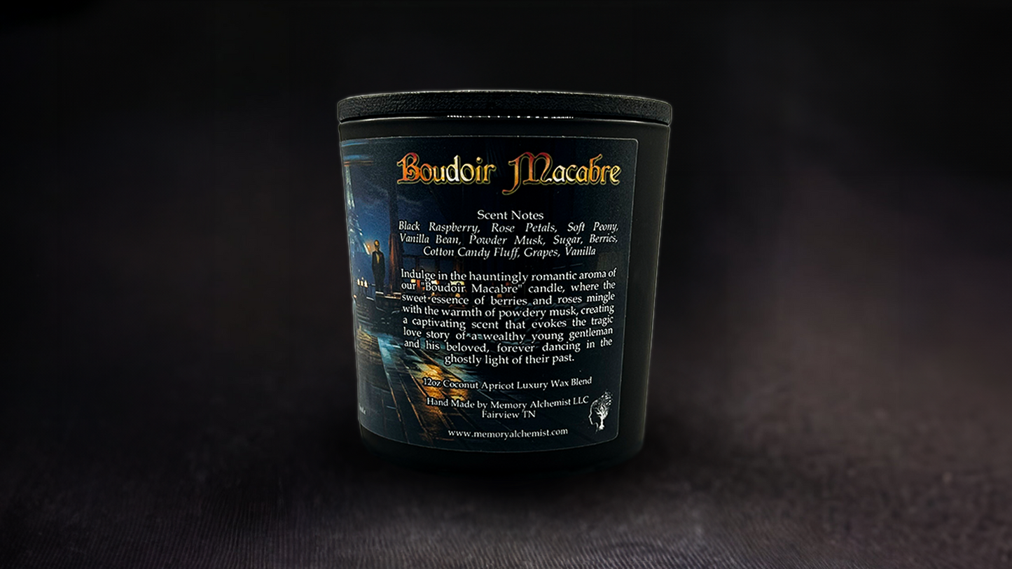 Boudoir Macabre - Haunting Rose and Black Raspberry with a Whisper of Powdery Musk Scented - Coconut and Apricot Luxury Wax Blend Candle