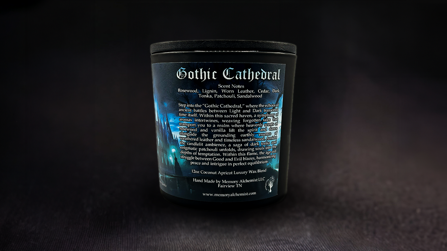 Gothic Cathedral - Rosewood & Dark Tonka with a Hint of Worn Leather Scented - Coconut and Apricot Luxury Wax Blend Candle