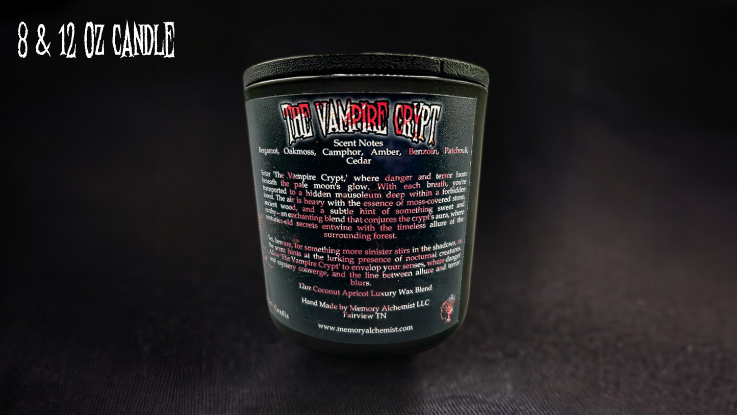 Vampire Crypt – Cool Earth and Aromatic Wood with a Hint of Mystic Spice Scented - Coconut and Apricot Luxury Wax Blend Candle