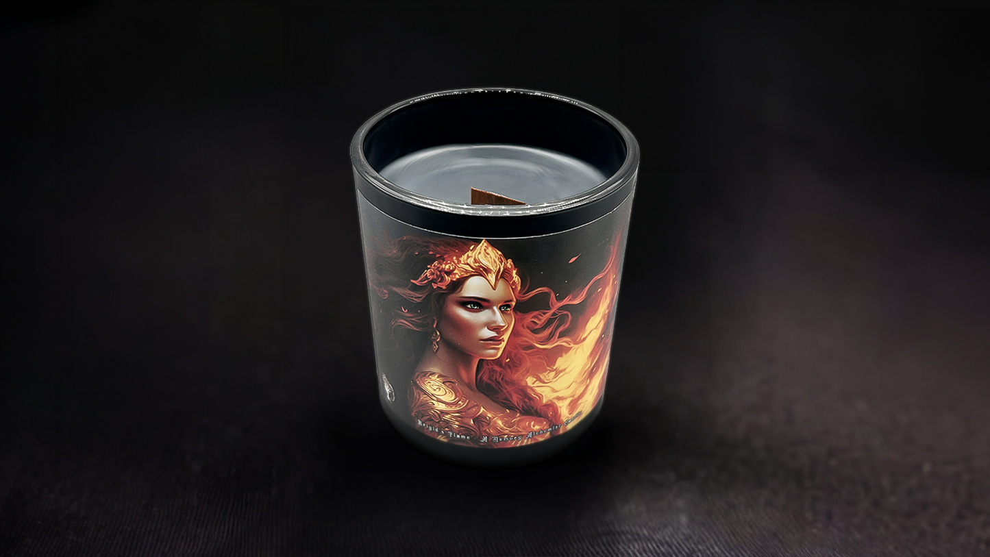 Brigid’s Flame - Smoldering Amber and Sandalwood with a hint of Dark Musk - Coconut and Apricot Luxury Wax Blend Candle