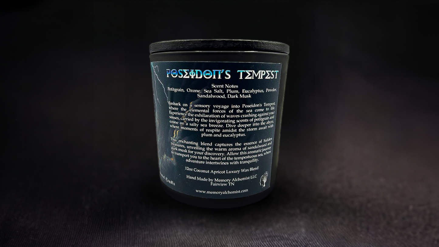 Poseidon’s Tempest - Refreshing Ozone and Sea Salt with a Hint of Plum scented - Coconut and Apricot Luxury Wax Blend Candle