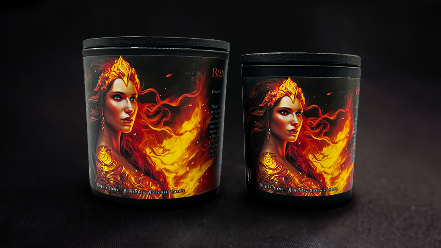 Brigid’s Flame - Smoldering Amber and Sandalwood with a hint of Dark Musk - Coconut and Apricot Luxury Wax Blend Candle