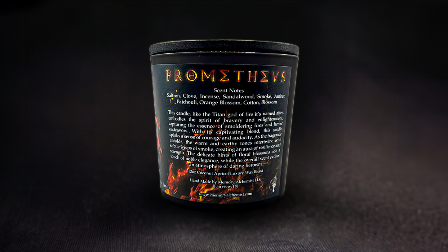 Prometheus - Spicy Clove and Smoky Sandalwood with a Hint of Amber scented - Coconut and Apricot Luxury Wax Blend Candle