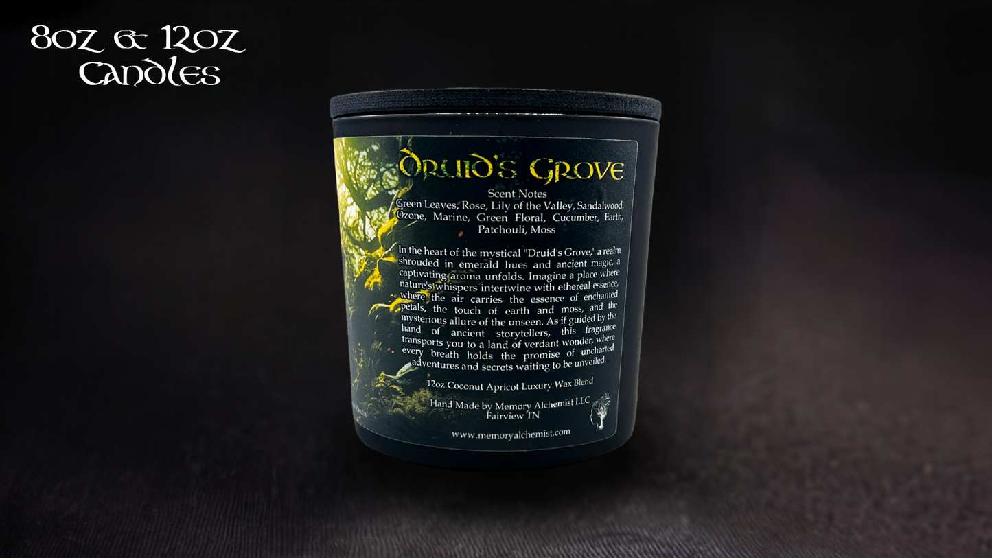 Druid’s Grove - Earthy Moss and Floral Rose with a hint of Marine Breeze Scented - Coconut and Apricot Luxury Wax Blend Candle