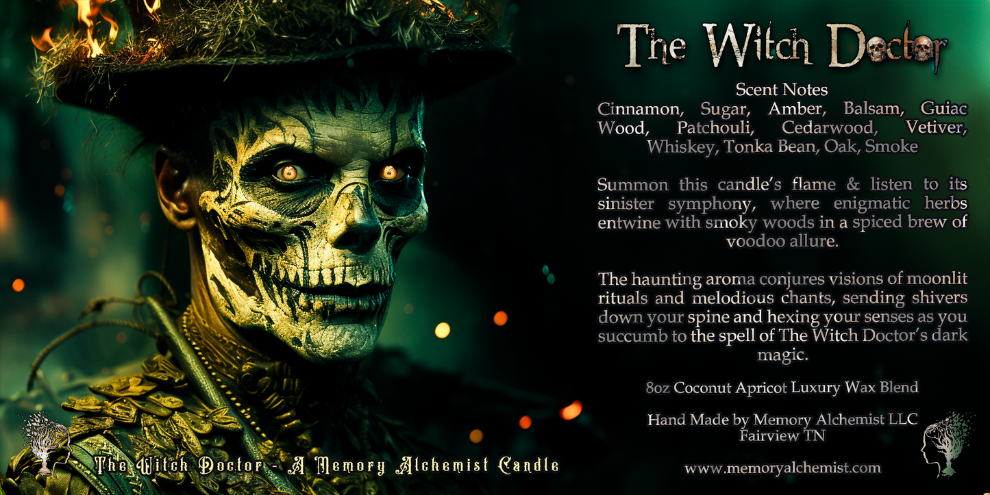 The Witch Doctor - Spiced Whiskey and Amber with a Hint of Cedarwood Scented - Coconut and Apricot Luxury Wax Blend Candle