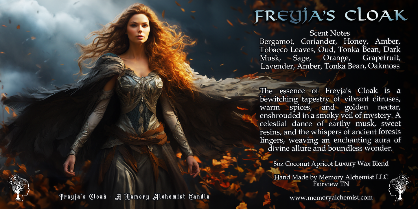 Freyja’s Cloak - Amber and Tobacco with a Hint of Honey Scented - Coconut and Apricot Luxury Wax Blend Candle