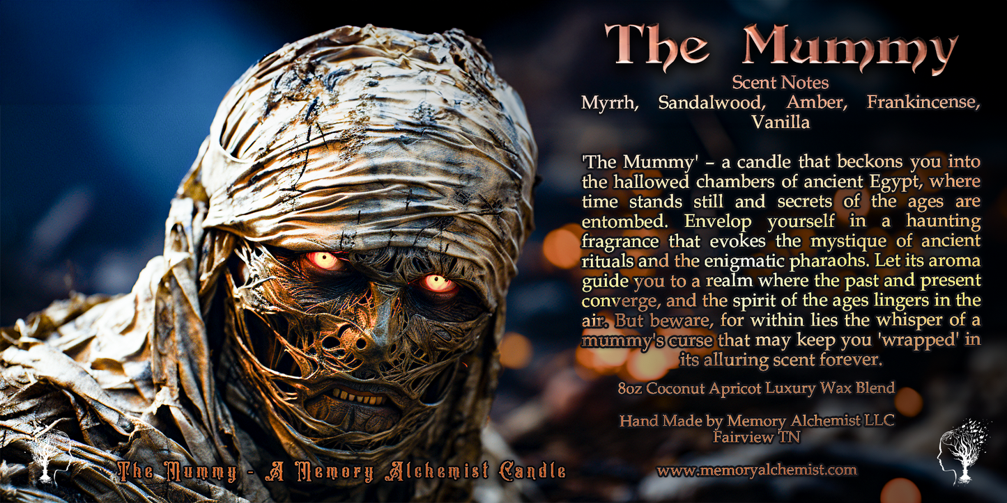 The Mummy - Mystical Resin & Sacred Wood with a Hint of Vanilla Scented - Coconut and Apricot Luxury Wax Blend Candle