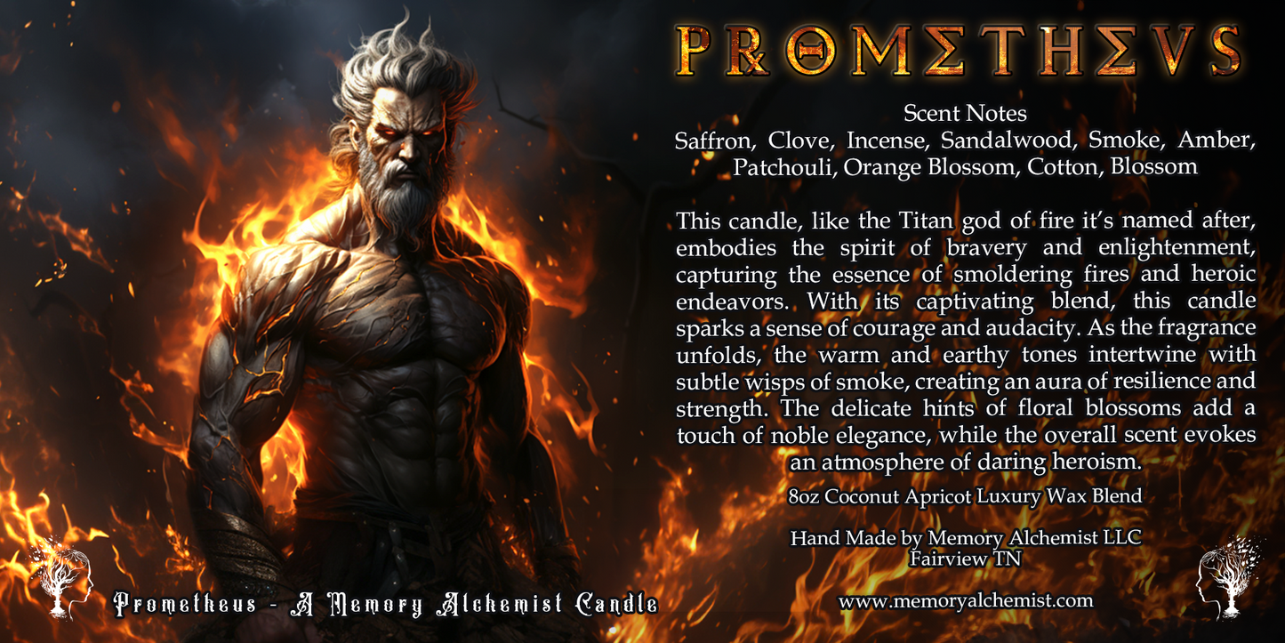 Prometheus - Spicy Clove and Smoky Sandalwood with a Hint of Amber scented - Coconut and Apricot Luxury Wax Blend Candle