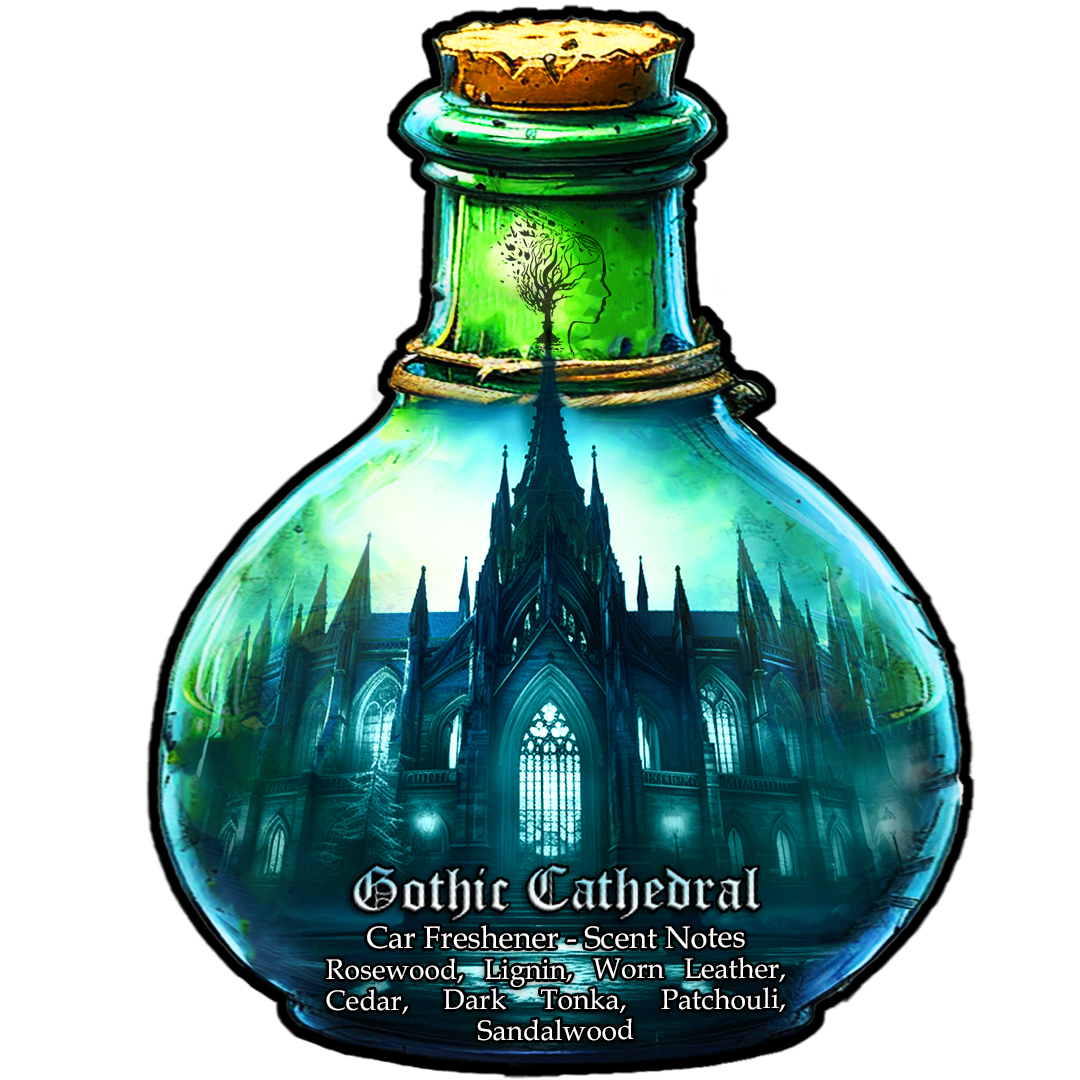 Gothic Cathedral - Rosewood & Dark Tonka with a Hint of Worn Leather Scented - Car Fresheners