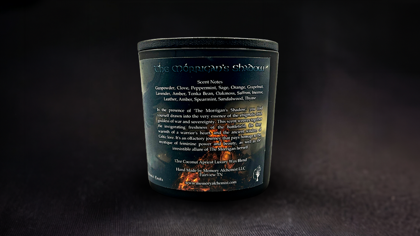 The Morrigan’s Shadow - Mystical Amber and Rich Leather with a Hint of Saffron Scented - Coconut and Apricot Luxury Wax Blend Candle