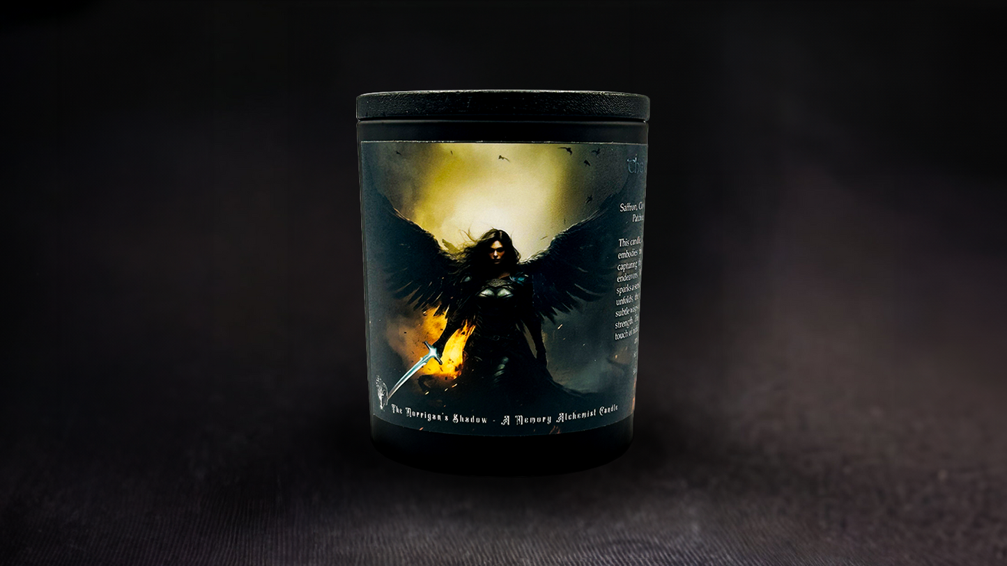 The Morrigan’s Shadow - Mystical Amber and Rich Leather with a Hint of Saffron Scented - Coconut and Apricot Luxury Wax Blend Candle